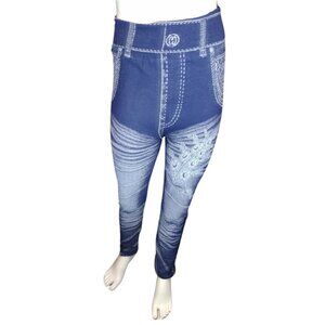 Women Blue/White Daisy Leggings